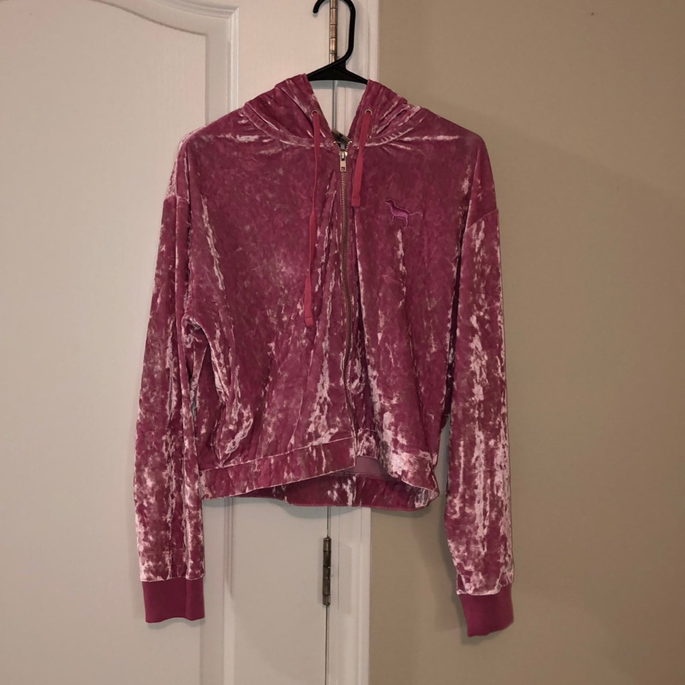 VS PINK cropped velour hoodie